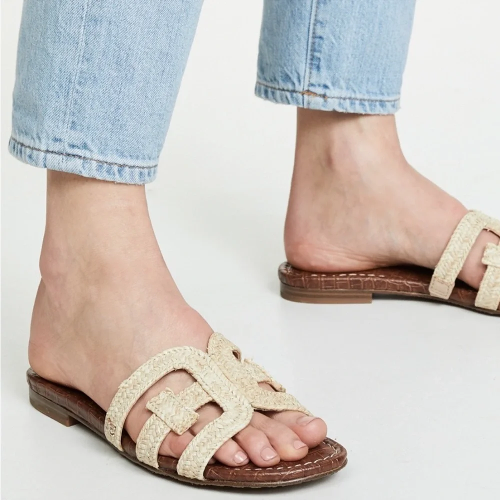 Sam Edelman beckie' Cutout Raffia Slide Sandals